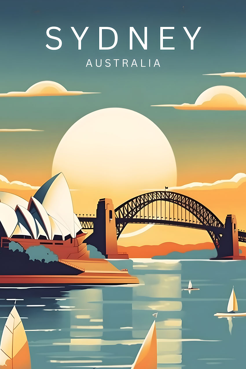 Sydney Australia Landmark Canvas Print & Poster Wall Art - AI PRINT LAB